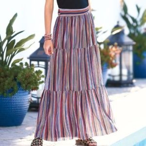 Striped Tiered Maxi Skirt